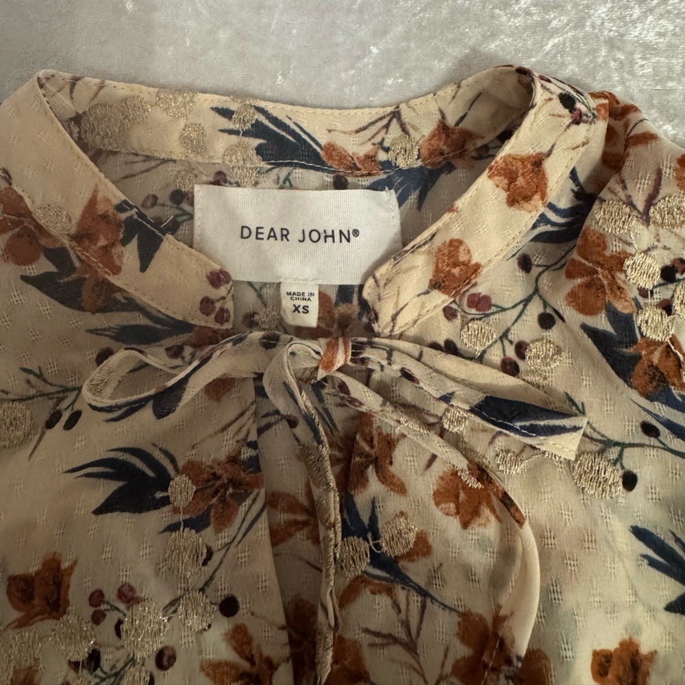 Dear John Floral Babydoll Blouse – Cream Floral – Size XS - Picture 6 of 6